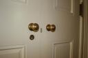 old brass door knob and rosette dummy pair
